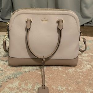 Kate spade large satchel with strap. Neutral gray- great condition